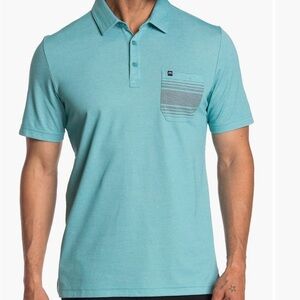 Travis Mathew On The Town Polo Shirt Blue/Green Men’s Size Medium